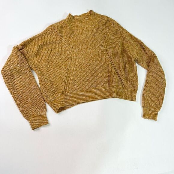 Kendall & Kylie Sweater Womens Medium Mock Neck oversized Chunky Knit Mustard - Picture 1 of 9